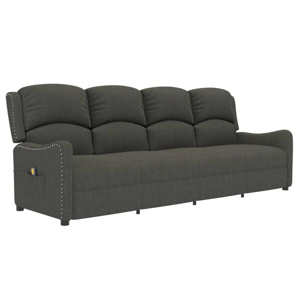 vidaXL Fauteuil de massage inclinable &agrave; 4 places gris fonc&eacute; tissu