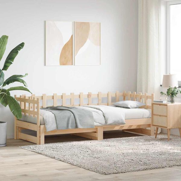 vidaXL Lit coulissant sans matelas 2x(90x200) cm Bois massif