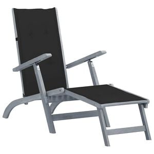 vidaXL Chaise longue d'ext&eacute;rieur repose-pied et coussin Acacia solide
