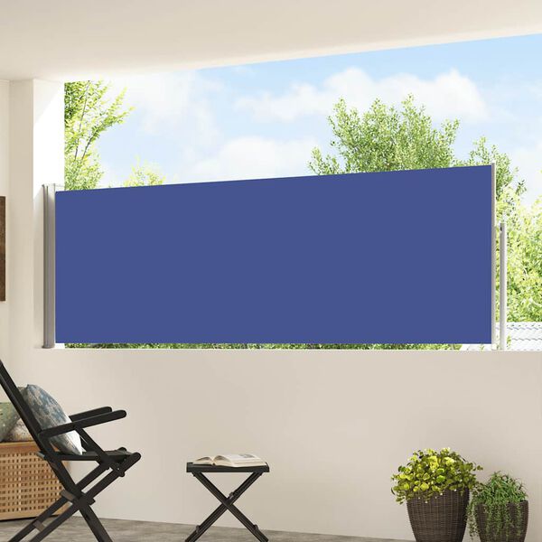 vidaXL Auvent lat&eacute;ral r&eacute;tractable de patio 100x500 cm Bleu