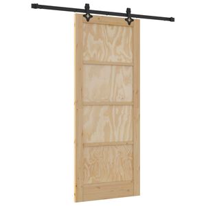 vidaXL Porte coulissante Naturel et Noir 83 x 202 cm Pin massif