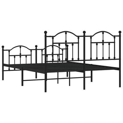 vidaXL Cadre de lit métal sans matelas avec pied de lit noir 140x190cm