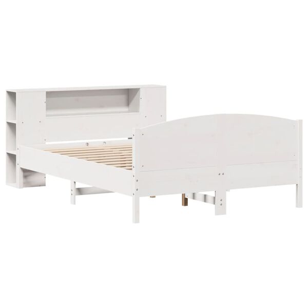vidaXL Lit bibliothèque sans matelas blanc 120x200 cm bois pin massif