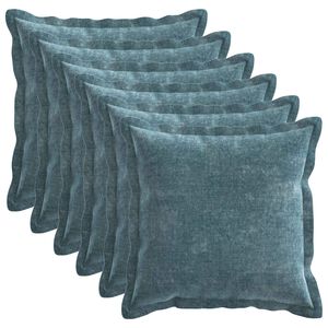 vidaXL Housse de coussin 6 pcs HOUTEN Bleu 40 x 40 cm Tissu Chenille