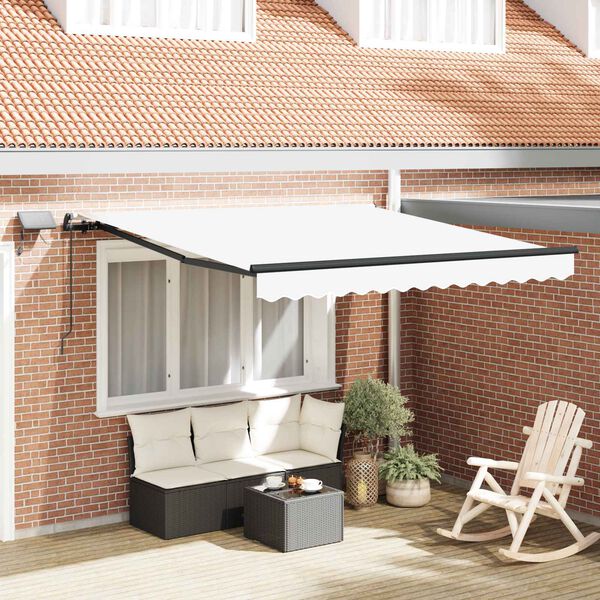 vidaXL Auvent R&eacute;tractable Blanc 350 x 250 cm tissu