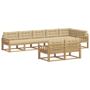 vidaXL Ensemble de canap&eacute;s d'ext&eacute;rieur 6 pcs Blanc et Beige Polyester