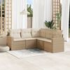 vidaXL Salon de jardin avec coussins 5 pcs beige r&eacute;sine tress&eacute;e