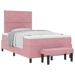 vidaXL Lit &agrave; ressorts avec matelas Rose 120 x 200 cm Velours