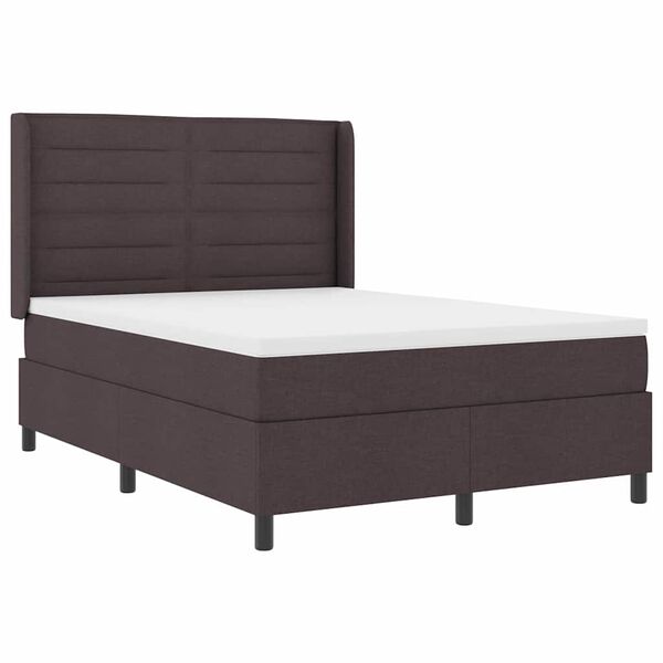 vidaXL Lit &agrave; ressorts avec matelas Marron fonc&eacute; 160 x 200 cm tissu