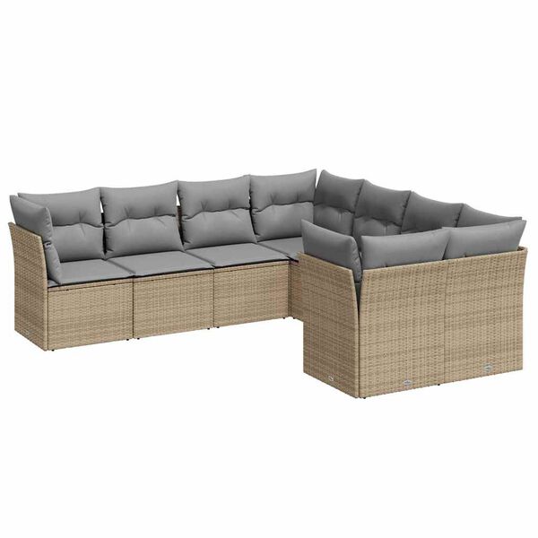 vidaXL Salon de jardin avec coussins 8 pcs beige r&eacute;sine tress&eacute;e