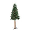 vidaXL Sapin de Noël mince Vert 210 cm PVC et bois de pin massif