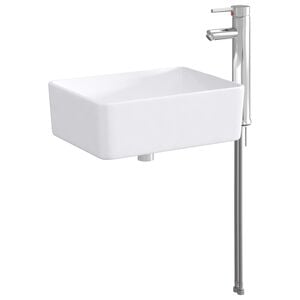 vidaXL Lavabo de salle de bain avec robinet et &eacute;vacuation Chrome