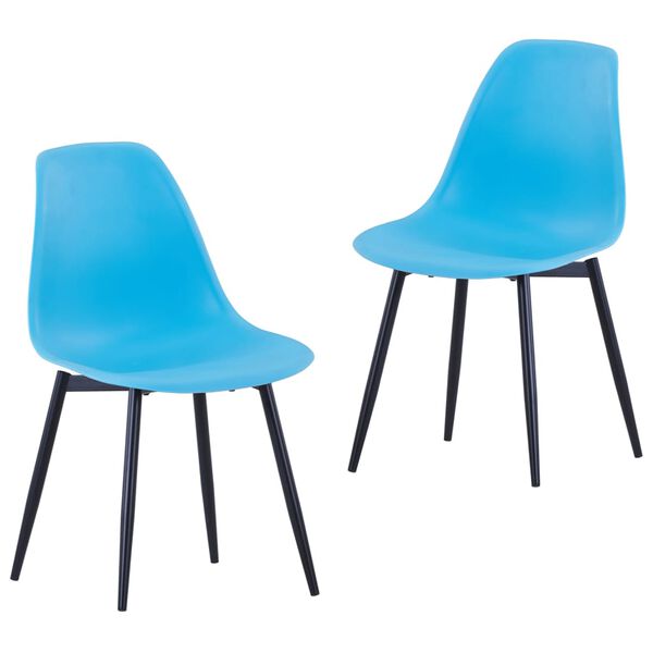 vidaXL Chaises &agrave; manger lot de 2 bleu PP