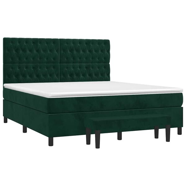 vidaXL Sommier &agrave; lattes de lit et matelas Vert fonc&eacute; 180x200cm Velours