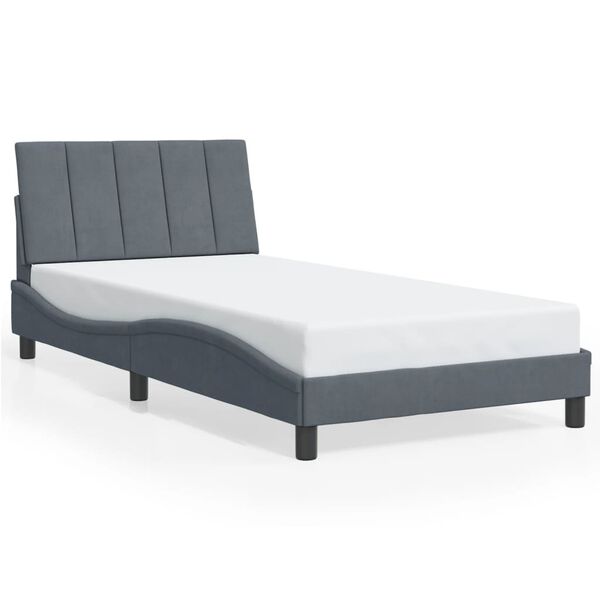 vidaXL Cadre de lit sans matelas Hanko gris fonc&eacute; 100x200 cm velours