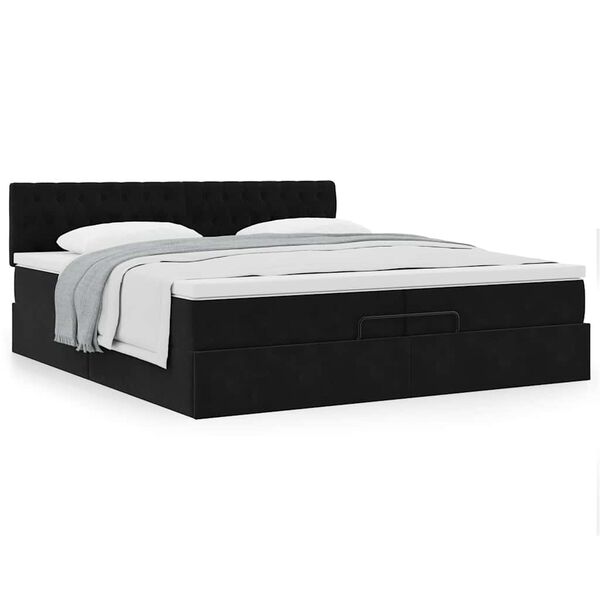 vidaXL Cadre de lit ottoman avec matelas noir 200x200 cm velours