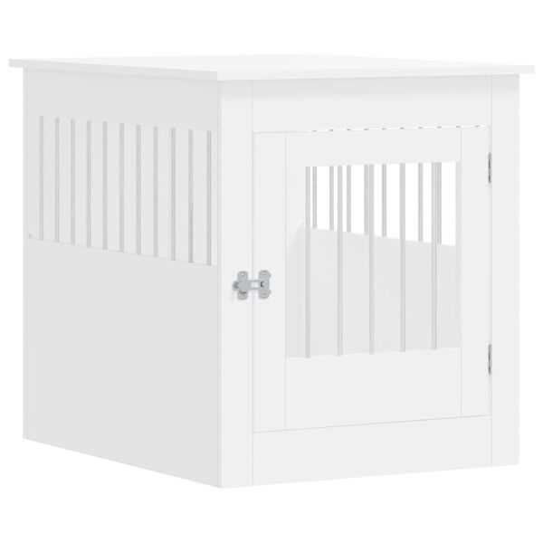 vidaXL Meuble de cage pour chiens blanc 64,5x80x71cm bois d'ing&eacute;nierie