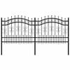 vidaXL Cl&ocirc;ture de jardin KAMPEN avec pointe en forme de lance, acier noir 240&nbsp;x&nbsp;100&nbsp;cm