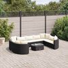 vidaXL Salon de jardin 10 pcs avec coussins noir r&eacute;sine tress&eacute;e