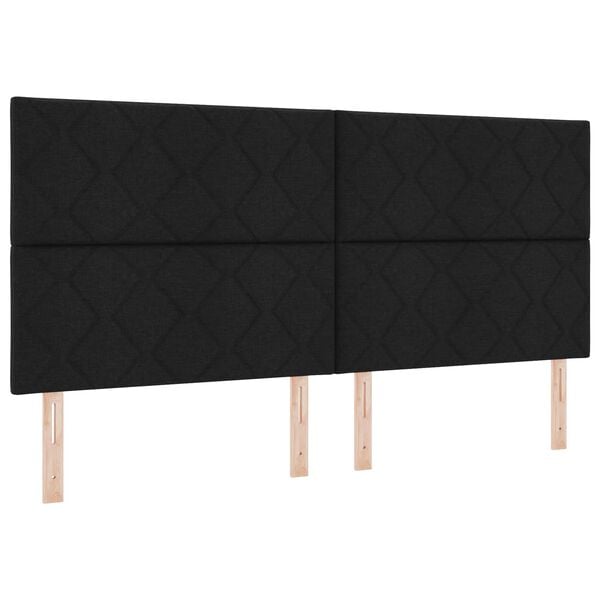 vidaXL T&ecirc;te de lit Noir 200 cm tissu