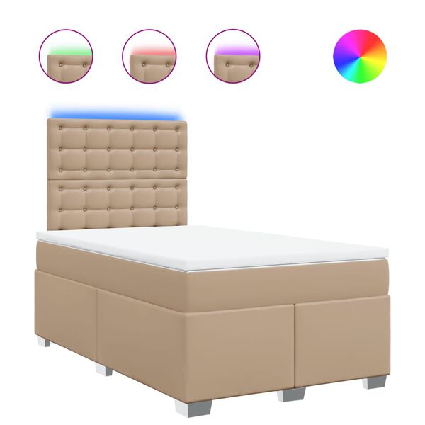 vidaXL Sommier &agrave; lattes de lit matelas cappuccino 120x190cm similicuir