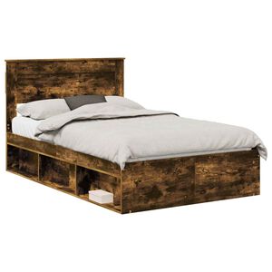 vidaXL Cadre de lit Ch&ecirc;ne fum&eacute; 120 x 190 cm Bois de pin massif
