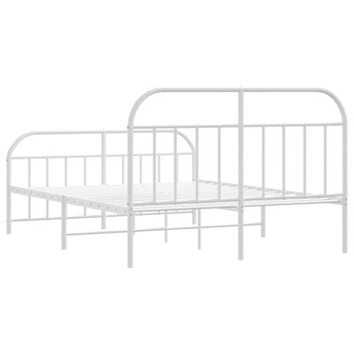 vidaXL Cadre de lit métal sans matelas et pied de lit blanc 140x190 cm