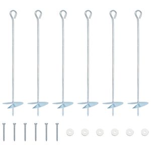 vidaXL Ancre de terre 6 pcs Argent&eacute; &Oslash;10 x 50 cm M&eacute;tal galvanis&eacute;