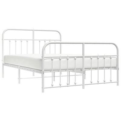 vidaXL Cadre de lit métal sans matelas et pied de lit blanc 135x190 cm