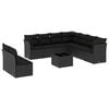 vidaXL Salon de jardin 10 pcs avec coussins noir r&eacute;sine tress&eacute;e