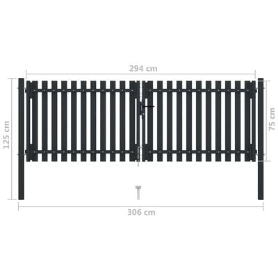 vidaXL Portail de clôture à double porte Acier 306x125 cm Anthracite