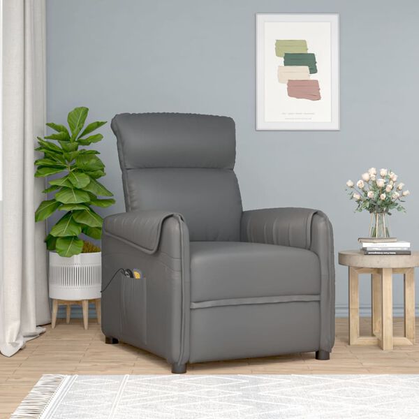 vidaXL Fauteuil de massage &eacute;lectrique Gris Similicuir