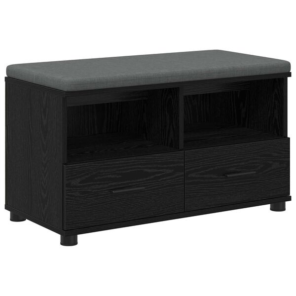 vidaXL Banc d'entr&eacute;e avec coussin Ch&ecirc;ne noir 80 x 38 x 46 cm