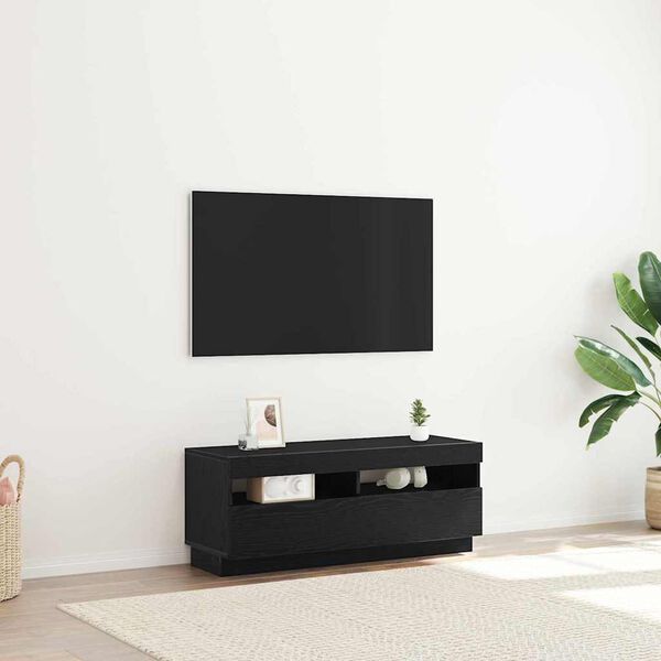 vidaXL Meuble TV Ch&ecirc;ne noir 100 x 35 x 40 cm Bois d'ing&eacute;nierie