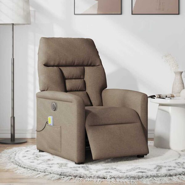 vidaXL Fauteuil inclinable de massage électrique marron tissu