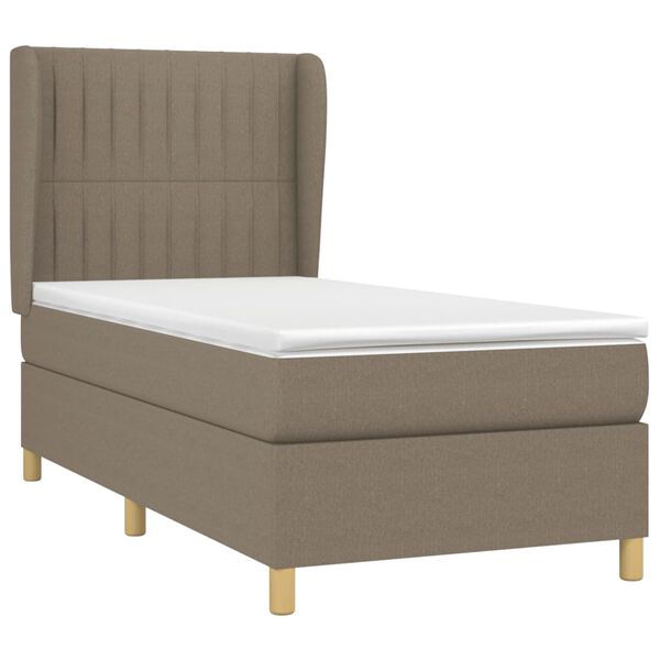 vidaXL Sommier &agrave; lattes de lit avec matelas Taupe 90x190 cm Tissu