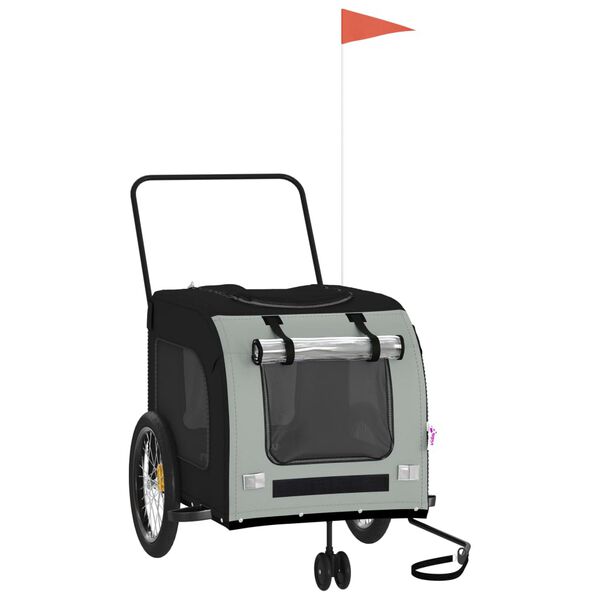 vidaXL Remorque de v&eacute;lo pour animaux de compagnie noir et gris