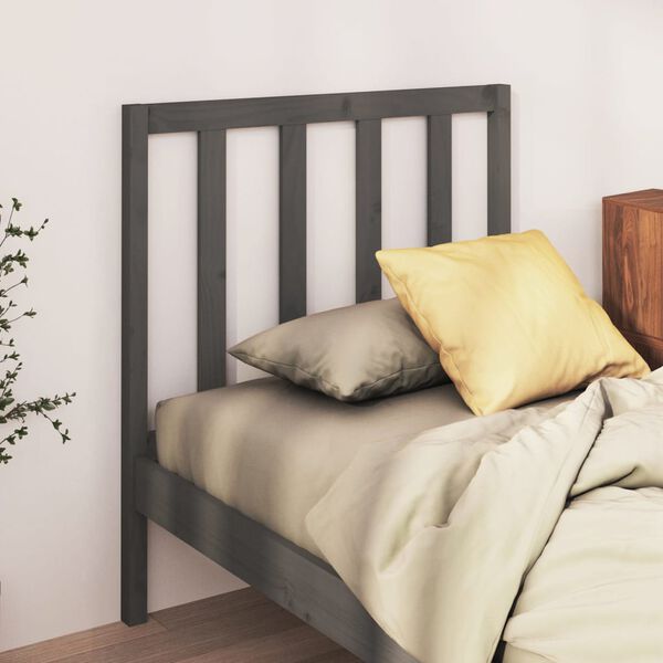 vidaXL T&ecirc;te de lit Gris 106x4x100 cm Bois massif de pin