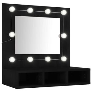 vidaXL Armoire &agrave; miroir avec LED noir 60x31,5x62 cm