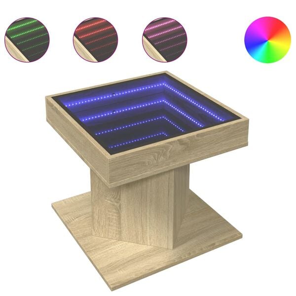 vidaXL Table basse avec LED chêne sonoma 50x50x45 cm bois d'ingénierie