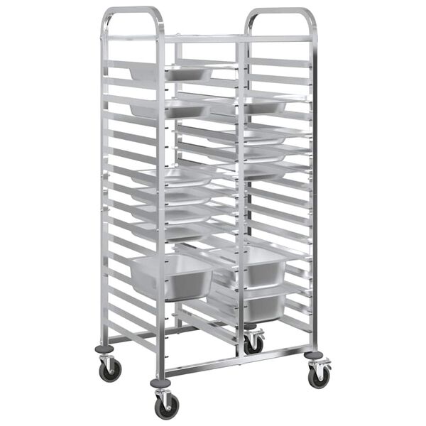 vidaXL Chariot &agrave; plateaux 32 bacs GN 75x55x162,5 cm acier inoxydable