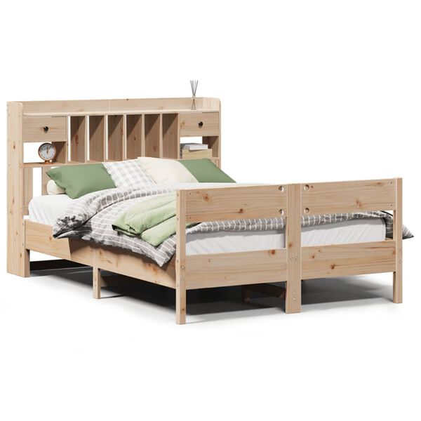 vidaXL Lit biblioth&egrave;que sans matelas 135x190 cm bois de pin massif