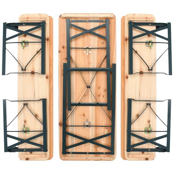 vidaXL Table de brasserie pliable avec 2 bancs 118 cm Bois de sapin