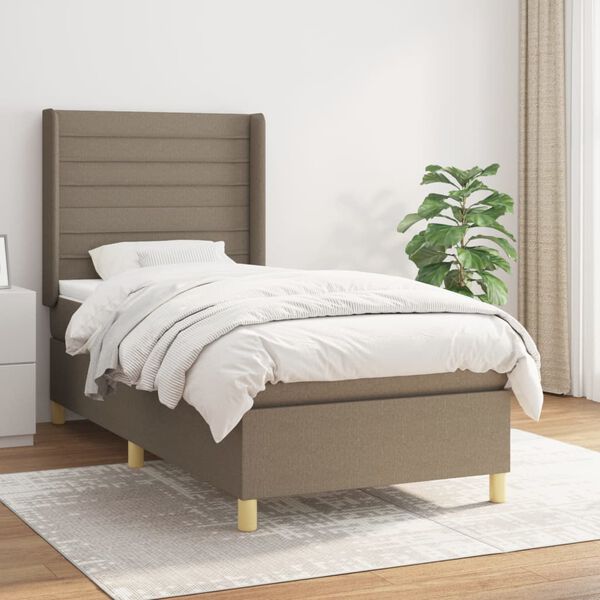 vidaXL Sommier &agrave; lattes de lit avec matelas Taupe 80x200 cm Tissu