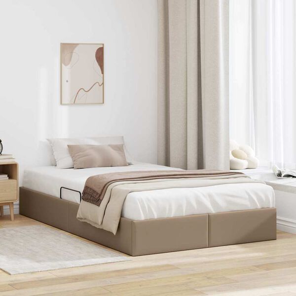 vidaXL Lit de Rangement avec matelas Cappuccino 120 x 200 cm Faux cuir