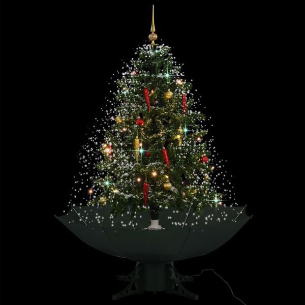 vidaXL Arbre de Noël neigeux avec base de parapluie Vert 140 cm
