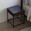 vidaXL Table de chevet avec LED infini ch&ecirc;ne marron 40x40x51 cm