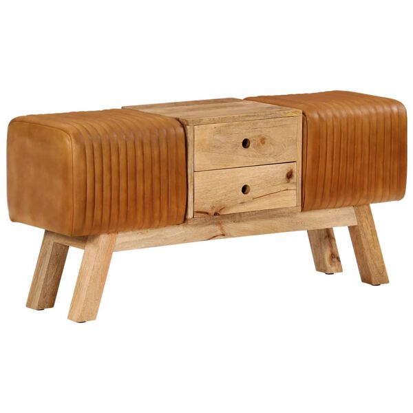 vidaXL Banc de bok Marron 107 cm Cuir de chèvre véritable