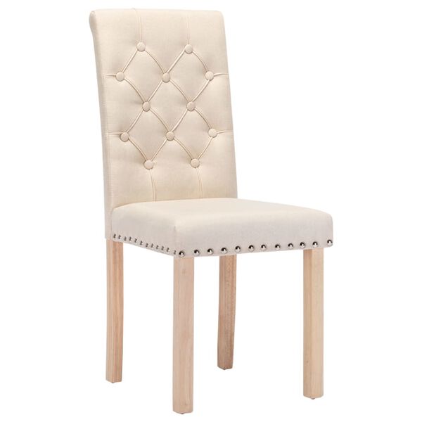 vidaXL Chaises &agrave; manger lot de 2 cr&egrave;me tissu