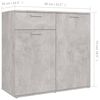 vidaXL Buffet gris béton 80x36x75 cm bois d'ingénierie